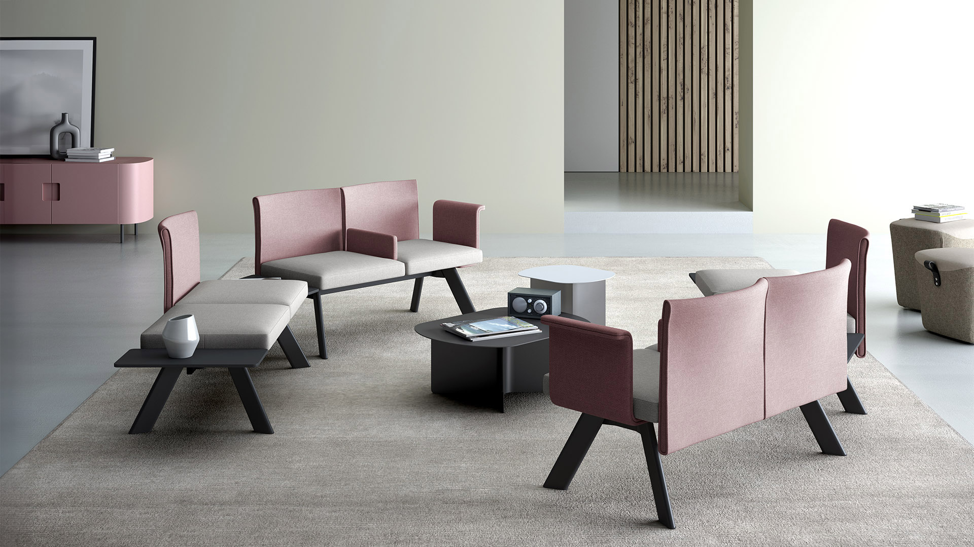Modular benches for open-space public area Ola