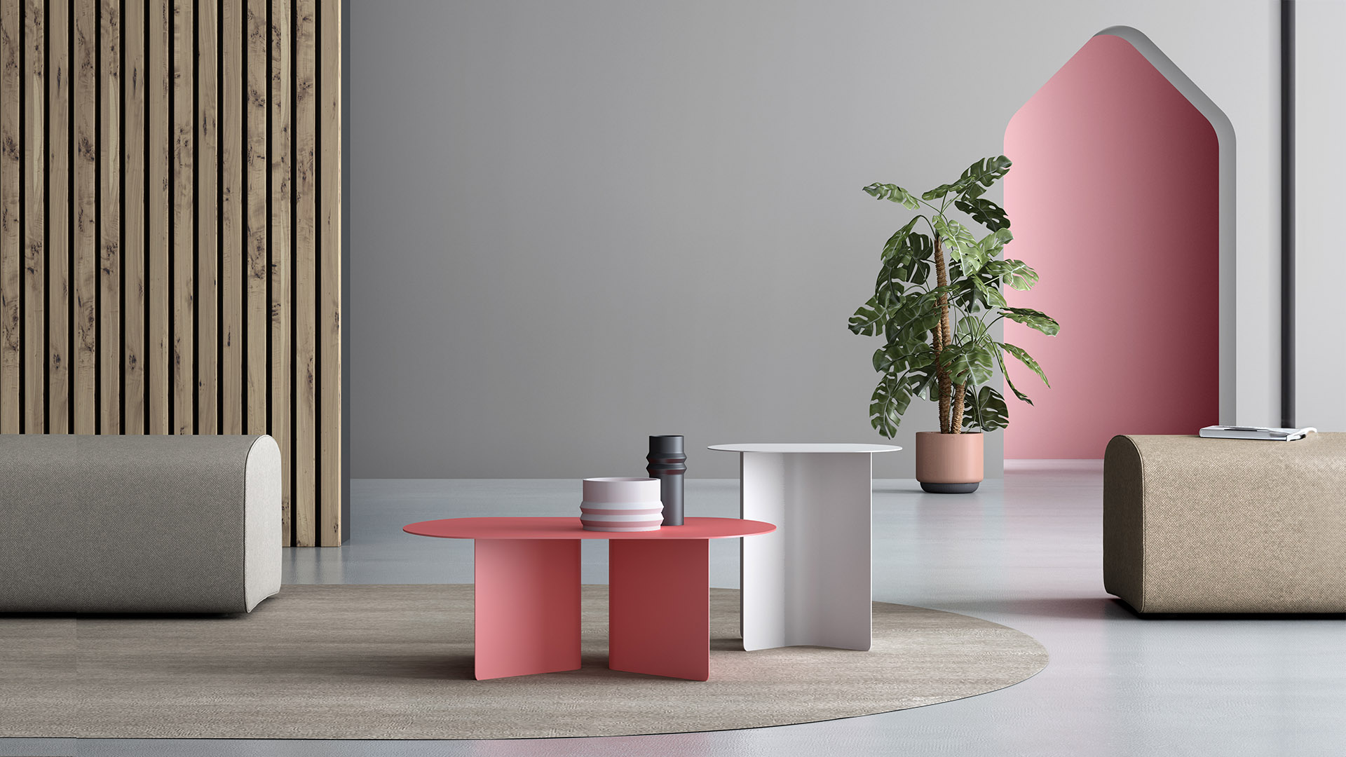 Coloured coffee table with modern metal design Slim